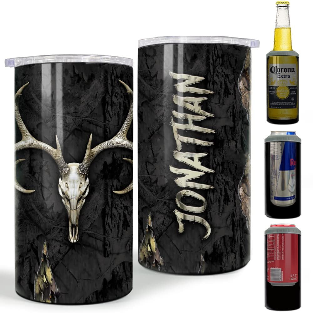 Personalized Hunting Can Cooler Deer Skull Camouflage Pattern