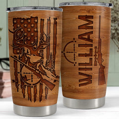 Personalized Hunting Tumbler Wood American Flag For Hunting Lover