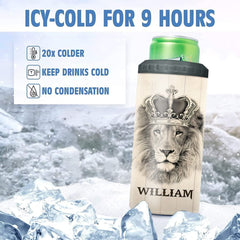 Personalized Lion Can Cooler For Son Best Gifts From Dad Papa Father