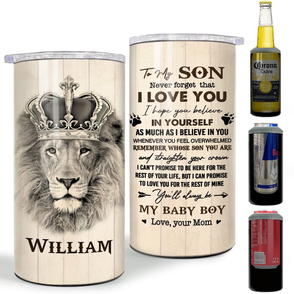 Personalized Lion Can Cooler For Son Best Gifts From Mom Mother