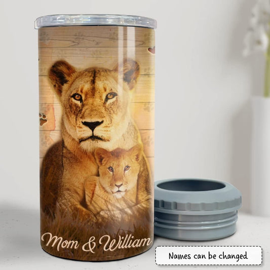 Personalized Lion Can Cooler Mom & Son Family Best Gift For Mama