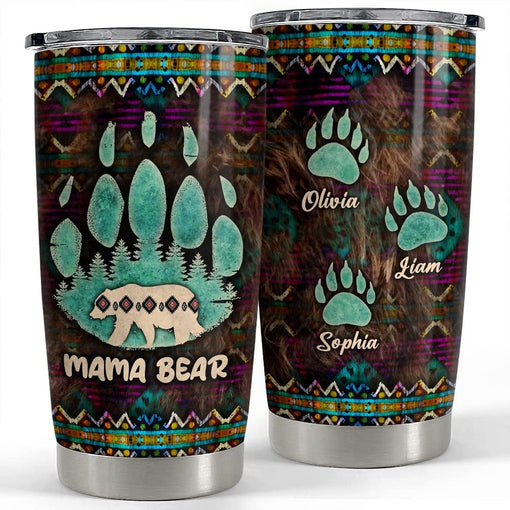 Personalized Mama Bear Mom Tumbler Native American Print Mother Gifts