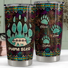 Personalized Mama Bear Mom Tumbler Native American Print Mother Gifts