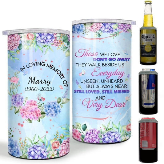 Personalized Memorial Can Cooler Flowers In Loving Memory Gift