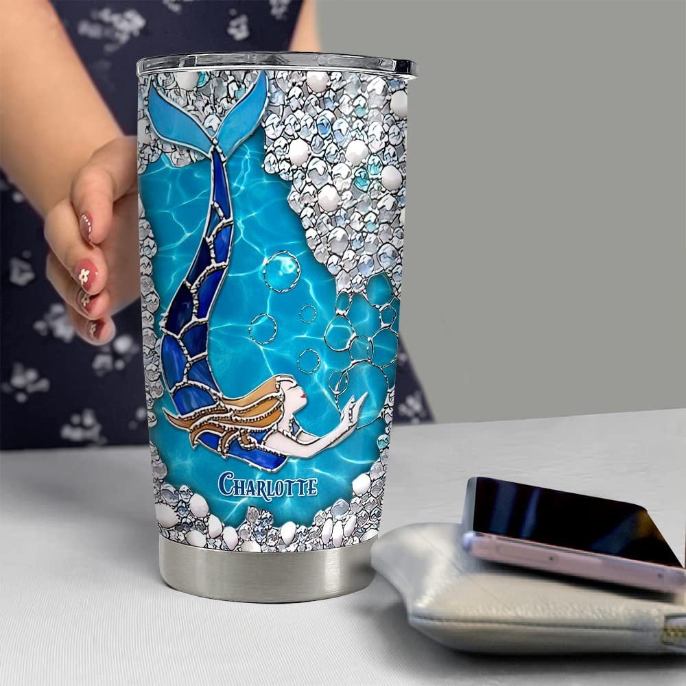 Personalized Mermaid Tumbler Jewelry Style Custom Name For Girl Women