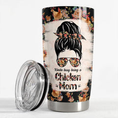 Personalized Mom Tumbler Chicken Mom Bun Hair Mother Day Gift
