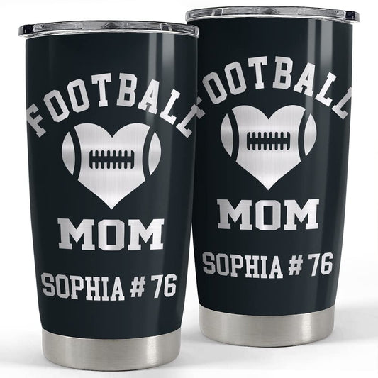 Personalized Mom Tumbler Gift For Football Mom Black Mother's Day