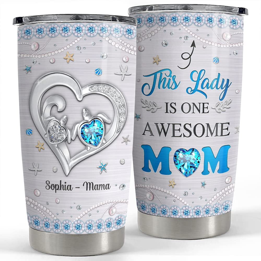 Personalized Mom Tumbler Turtle Jewelry Style Mother's Day Gift