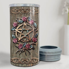 Personalized Mystical Witch Can Cooler Wooden Style For Witches