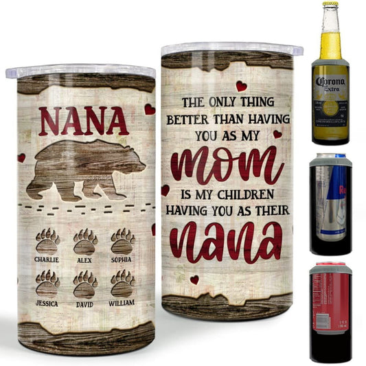 Personalized Nana Bear Can Cooler Custom Kids Engraved Style