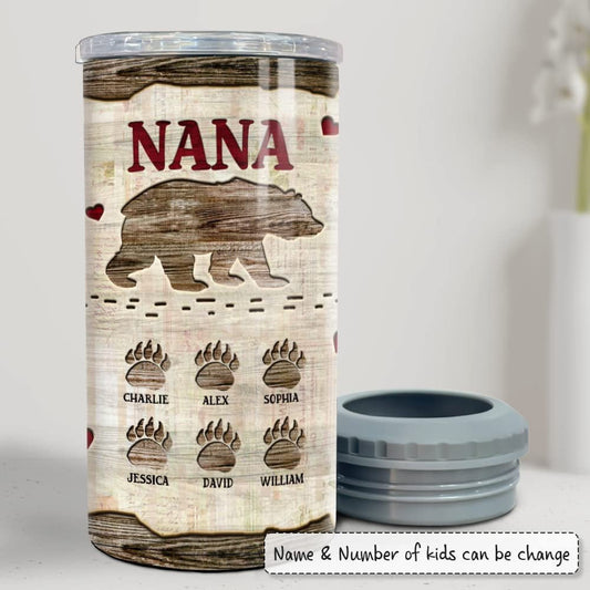 Personalized Nana Bear Can Cooler Custom Kids Engraved Style