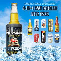 Personalized Nurse Can Cooler Jesus And Nursing Glitter Drawing