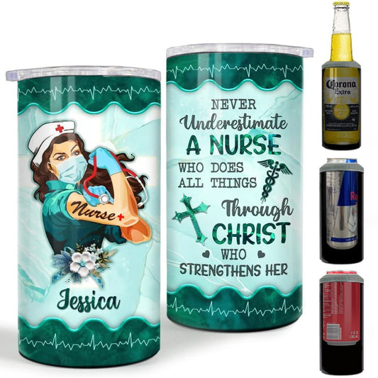 Personalized Nurse Can Cooler Motivation Women Gift Marble Drawing