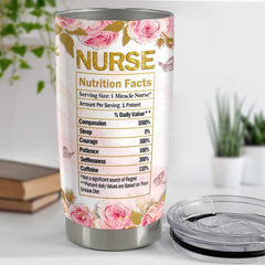 Personalized Nurse Tumbler Floral Nutrition Facts For Women Nurshes