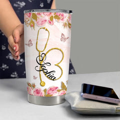 Personalized Nurse Tumbler Floral Nutrition Facts For Women Nurshes