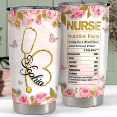 Personalized Nurse Tumbler Floral Nutrition Facts For Women Nurshes
