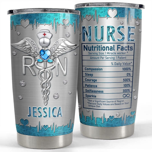 Personalized Nurse Tumbler Jewelry Drawing Nutrition Facts For Nurse