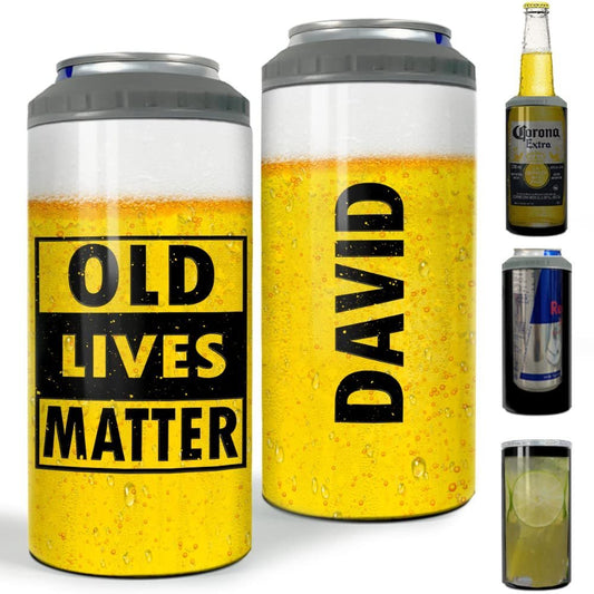 Personalized Old Lives Matter Can Cooler Beer Funny Gift For Dad