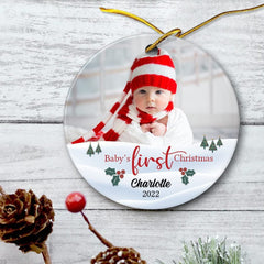 Personalized Ornament Baby's Boy First Christmas Tree