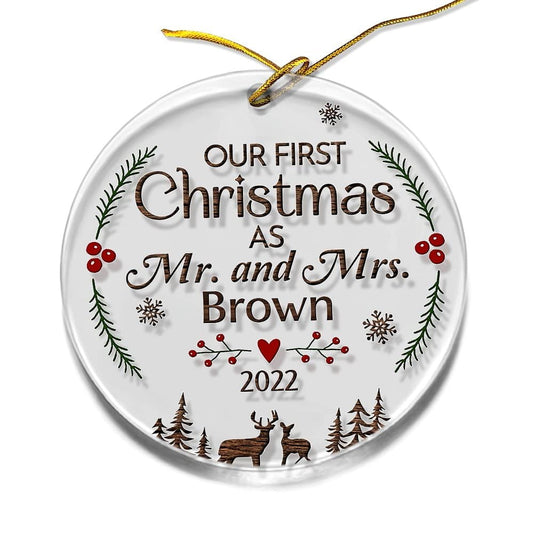 Personalized Ornament First Christmas As Mr and Mrs Couple