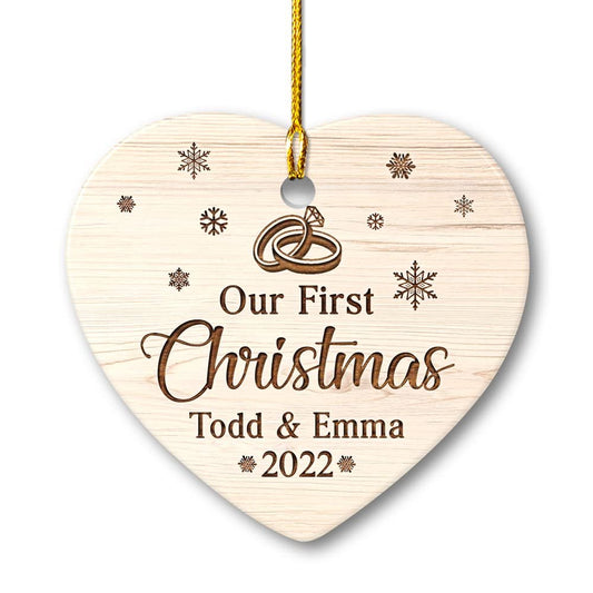 Personalized Ornament First Xmas Couple With Rings