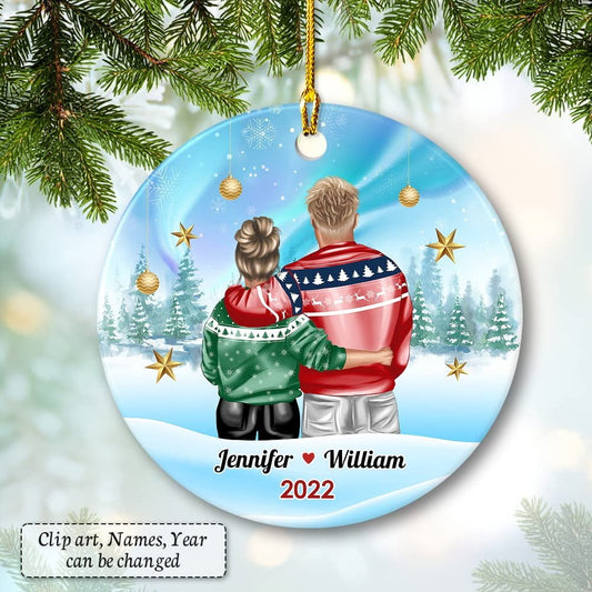 Personalized Ornament For Young Couple Ceramic Best Gift