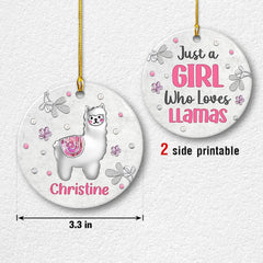 Personalized Ornament Girl Loves Llama Jewelry Gift