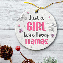 Personalized Ornament Girl Loves Llama Jewelry Gift