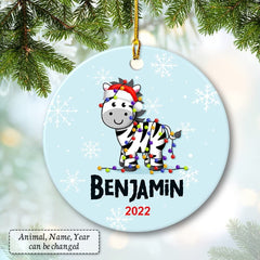 Personalized Ornament Zebra Baby Boy Christmas Gift