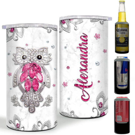 Personalized Owl Can Cooler Jewelry Drawing For Women Girl Friends