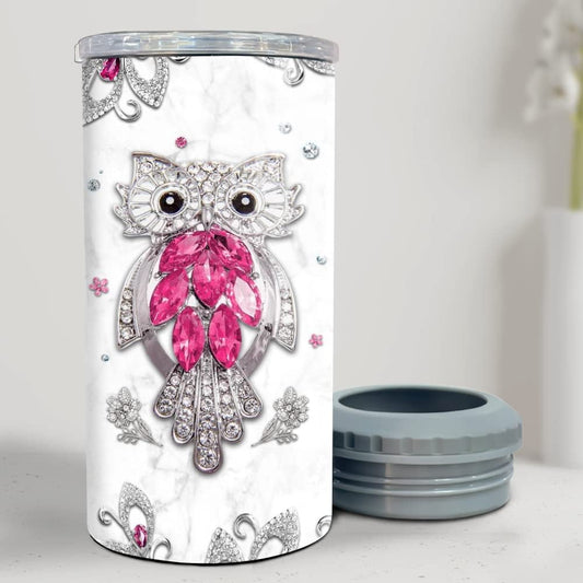 Personalized Owl Can Cooler Jewelry Drawing For Women Girl Friends