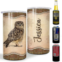 Personalized Owl Can Cooler Mandala Vintage Style For Owls Lovers