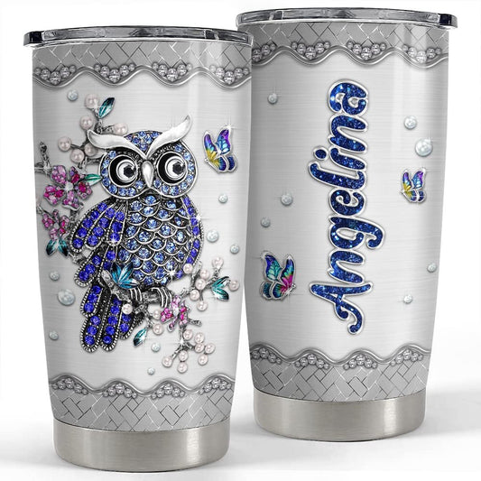 Personalized Owl Tumbler Drawing Style Owls Tumblers For Animal Lover