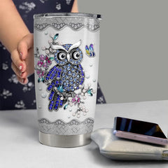 Personalized Owl Tumbler Drawing Style Owls Tumblers For Animal Lover