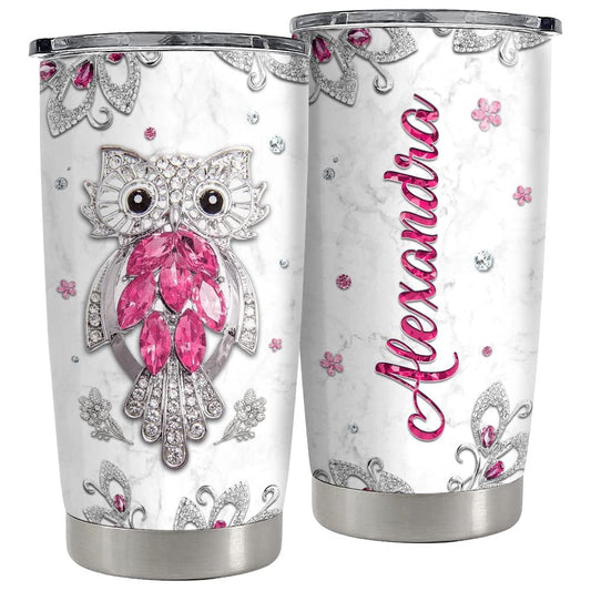 Personalized Owl Tumbler Jewelry Drawing Style Gift For Women