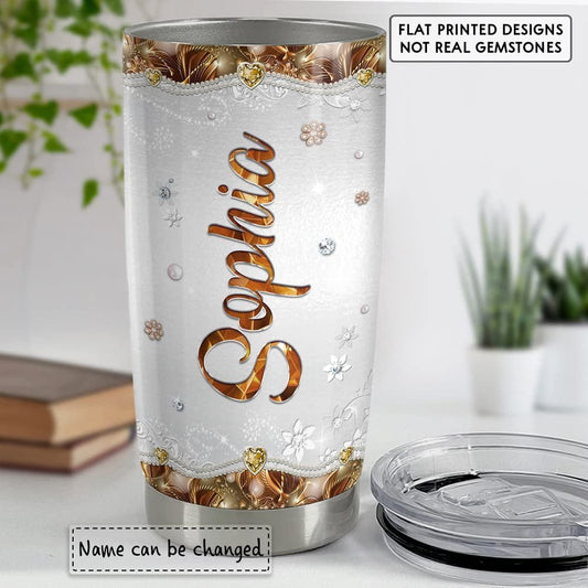 Personalized Owl Tumbler Jewelry Style Drawing For Animal Lover