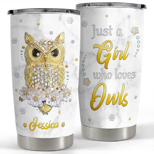 Personalized Owl Tumbler Jewelry Style Girl Loves Owls Lover Animal