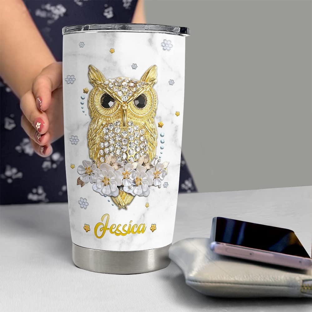 Personalized Owl Tumbler Jewelry Style Girl Loves Owls Lover Animal