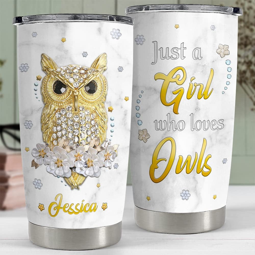 Personalized Owl Tumbler Jewelry Style Girl Loves Owls Lover Animal