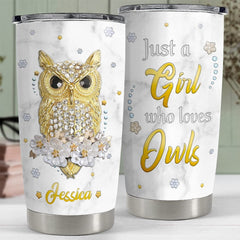 Personalized Owl Tumbler Jewelry Style Girl Loves Owls Lover Animal