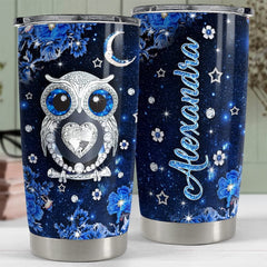 Personalized Owl Tumbler Jewelry Style Glitter For Animal Lover