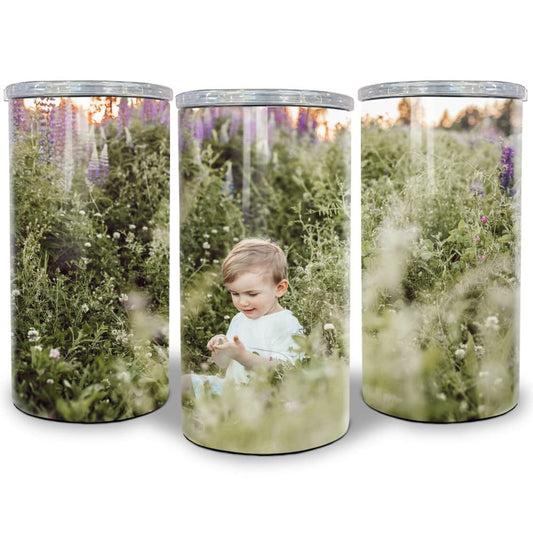 Personalized Photo Can Cooler With Lid Gift For Family Mom Dad