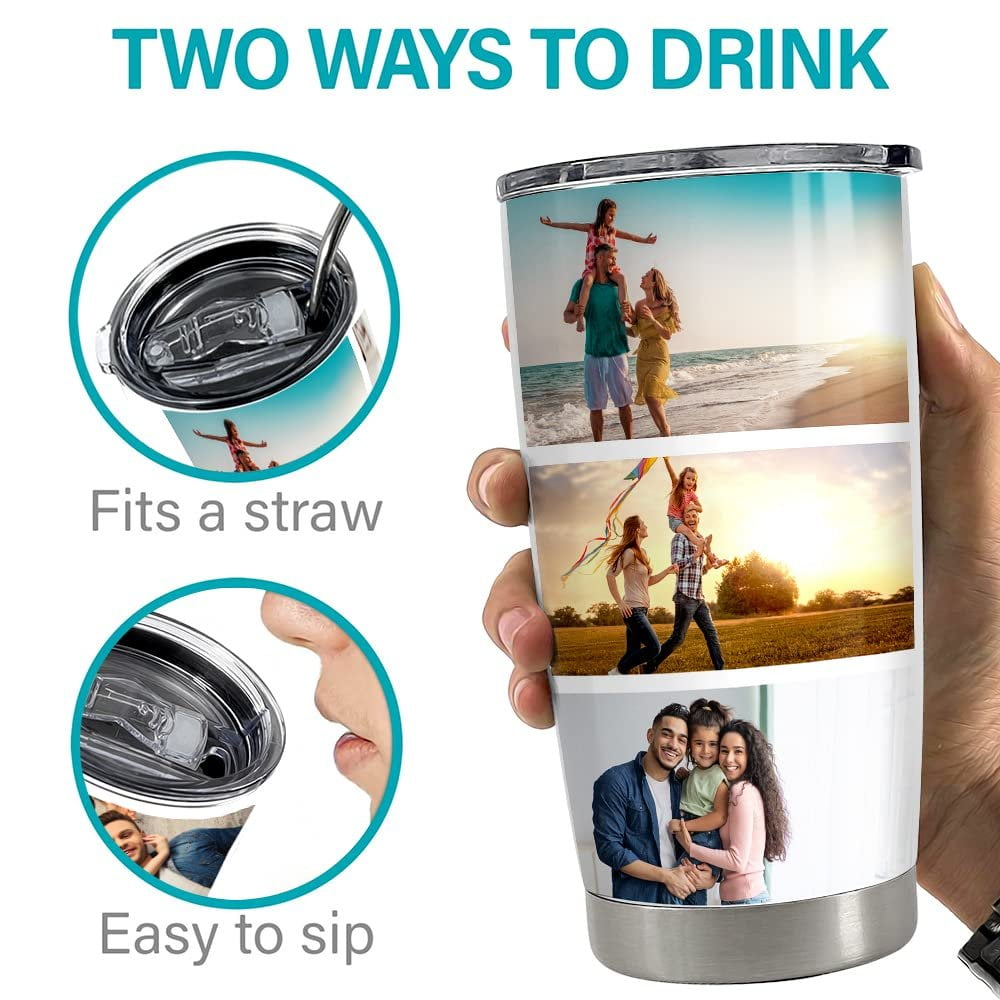 Personalized Photo Collage Tumbler For Family Dad Mom Mother Father