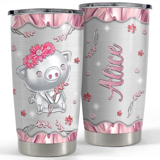 Personalized Pig Tumbler Pink Jewelry Style Cute Gift For Animal Lover