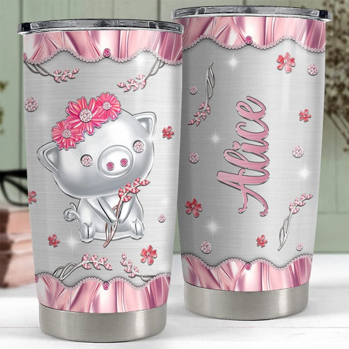 Personalized Pig Tumbler Pink Jewelry Style Cute Gift For Animal Lover