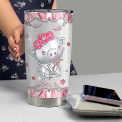 Personalized Pig Tumbler Pink Jewelry Style Cute Gift For Animal Lover