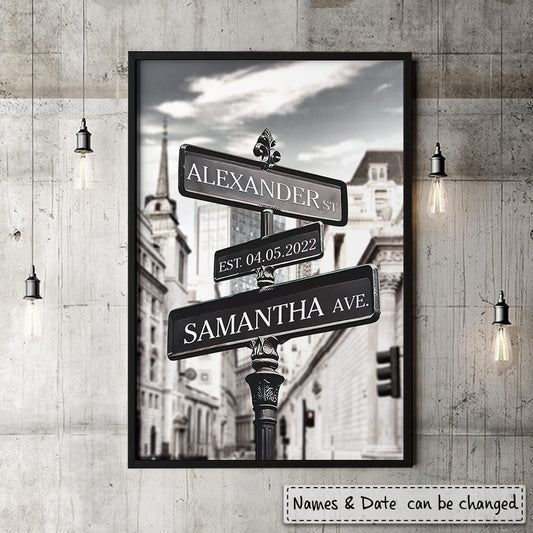 Personalized Poster For Couple Lovers Roadcrossing Sign