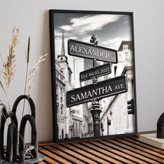 Personalized Poster For Couple Lovers Roadcrossing Sign