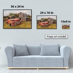 Personalized Poster For Couple Vintage Red Car