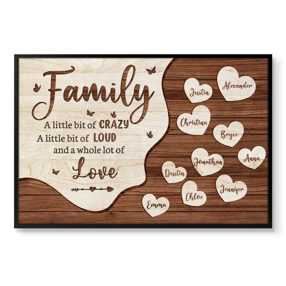 Personalized Poster For Family Member Name With Heart